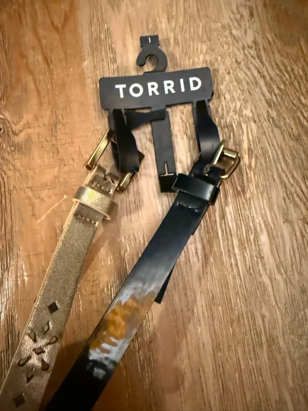 torrid Gold Metallic & Black Patent Belt Duo